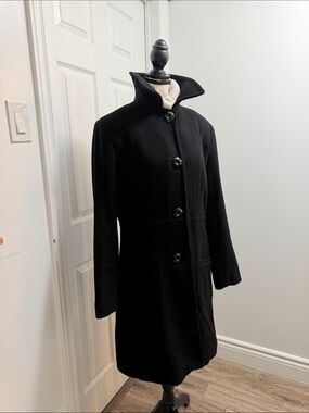 Esprit Black Wool Blend Mid-Length Pea Coat